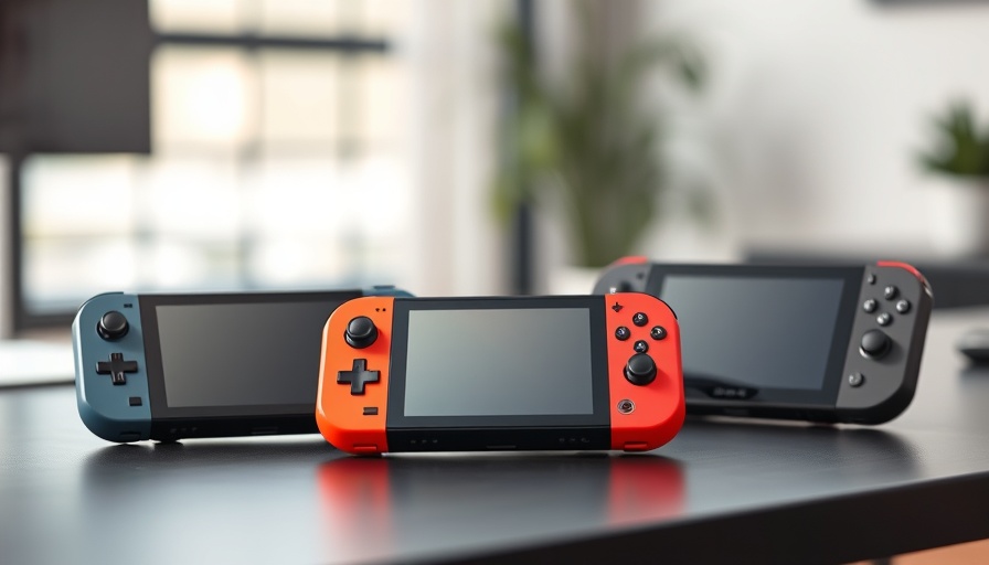 Close-up of alternative gaming consoles on a desk, showcasing design variety.