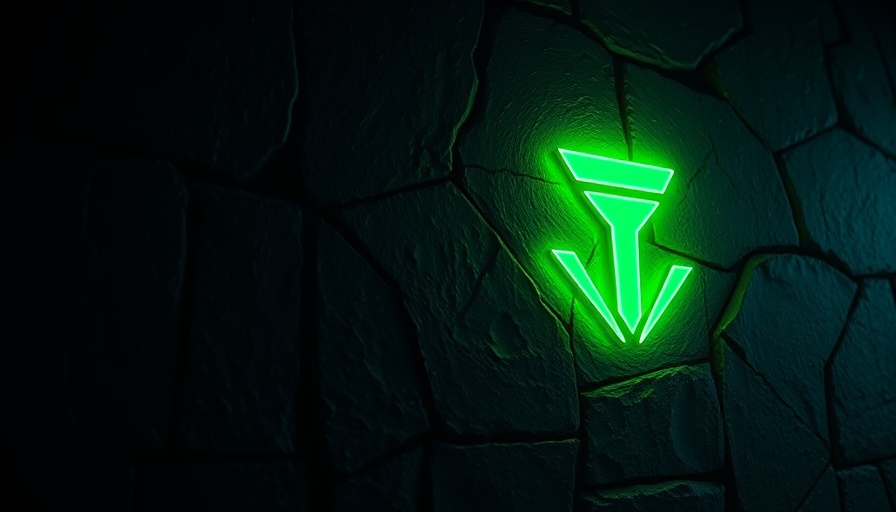 Futuristic logo on stone wall, Consulting Landscape Changes theme.