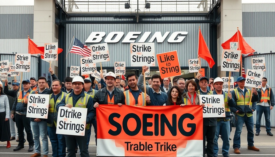 Protestors outside Boeing factory during a workers' strike.