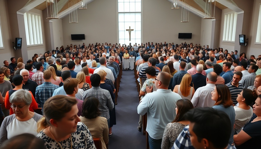 English-speaking Evangelical church service in Spain with congregation worshipping.