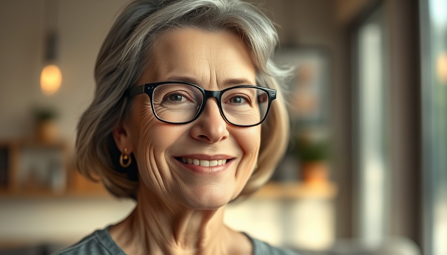 Middle-aged woman smiling warmly in soft natural light, finding community in faith.