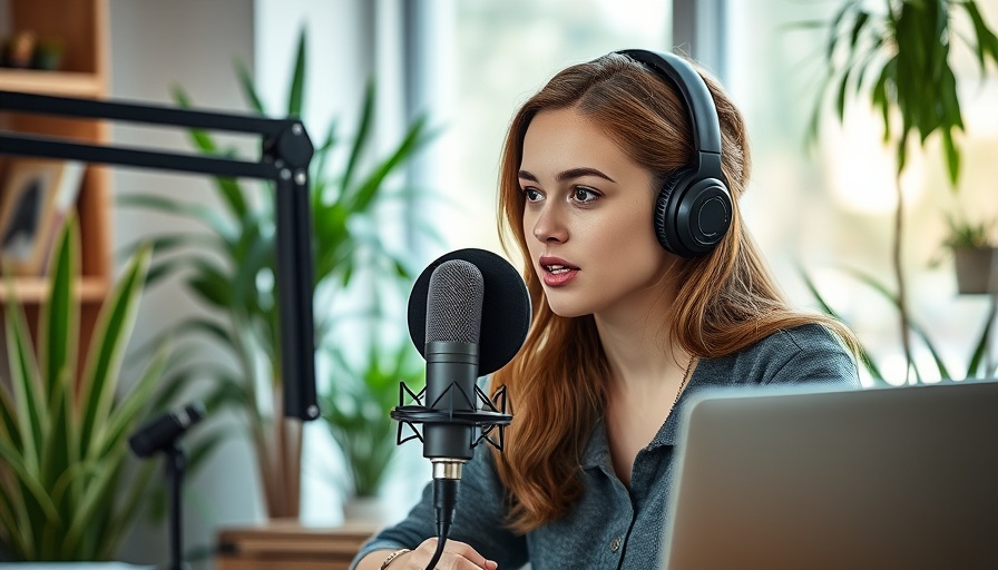 Young woman podcasting on AI influence on home design