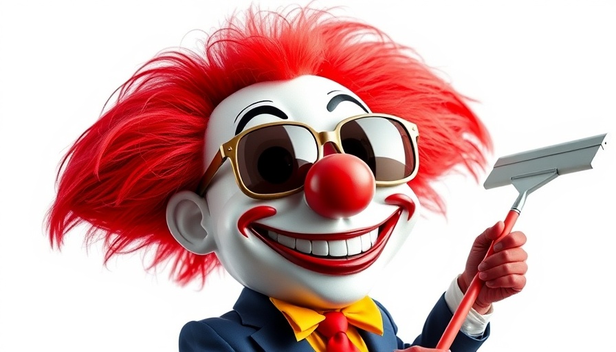Whimsical image of a clown face being cleaned, illustrating McDonald's business strategy insights.