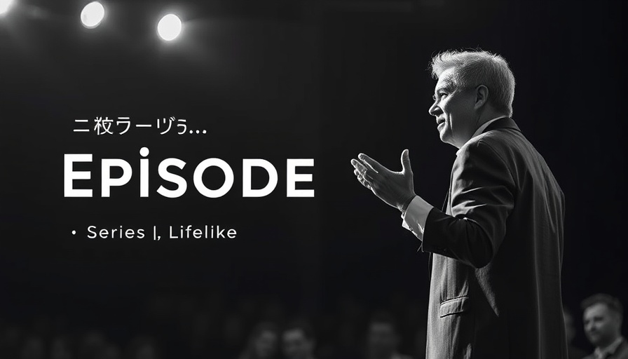 Prosper in Faith: Monochromatic image with speaker and text design.