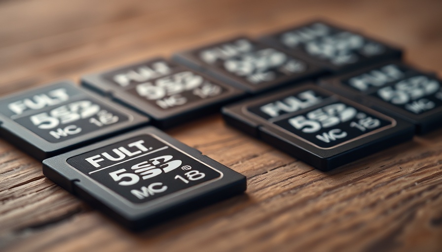 Close-up of full-sized SD cards on a wooden surface.