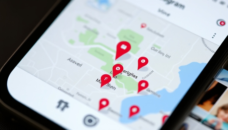 Instagram location sharing map on app interface with friends marked.