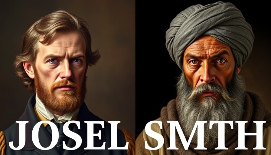 Contrasting portraits of Joseph Smith and an ancient figure highlighting women's influence.