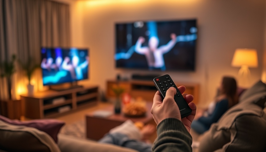 Person enjoying 4K streaming quality at home with remote and snacks.