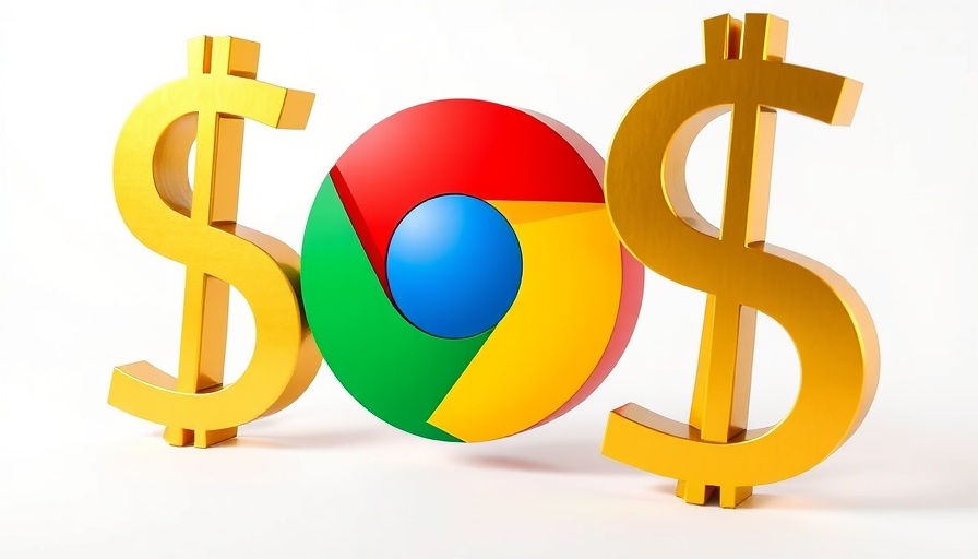 Google Chrome logo with dollar signs represents bidding for ads.