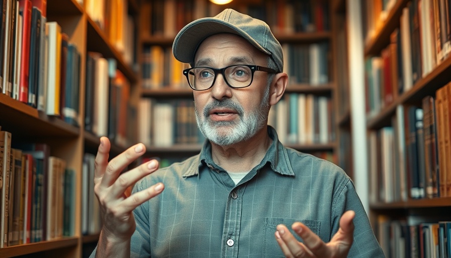Middle-aged man explaining surrounded by bookshelves highlighting the importance of church community.