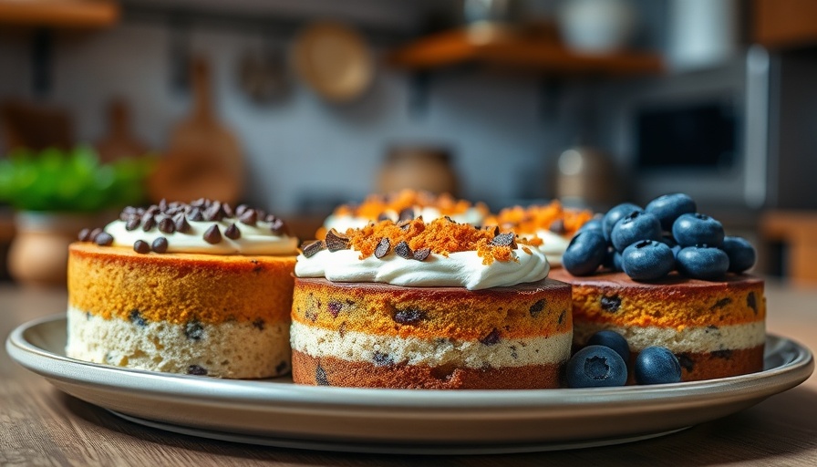 Delicious variety of flourless cakes with vibrant toppings.