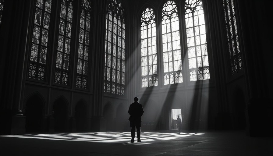 Silhouette in a church with stained glass showcasing trust in Christian family dynamics.