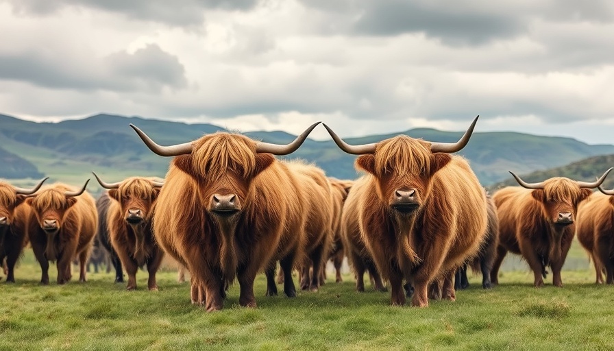 Highland cows on pasture in Scotland, related to agritourism survey.