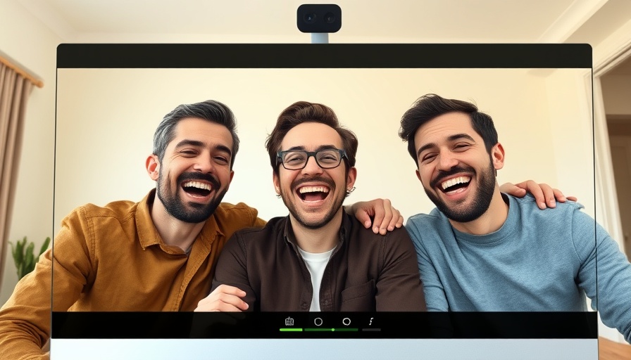 Three men on a video call discussing financial terms, expressing joy.