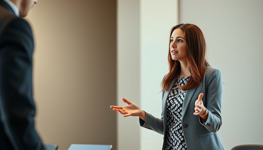 Professional woman discussing mortgage insights in an interview setting.