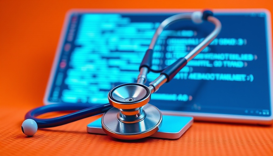AI in Health Tech symbolized by a stethoscope on a computer.