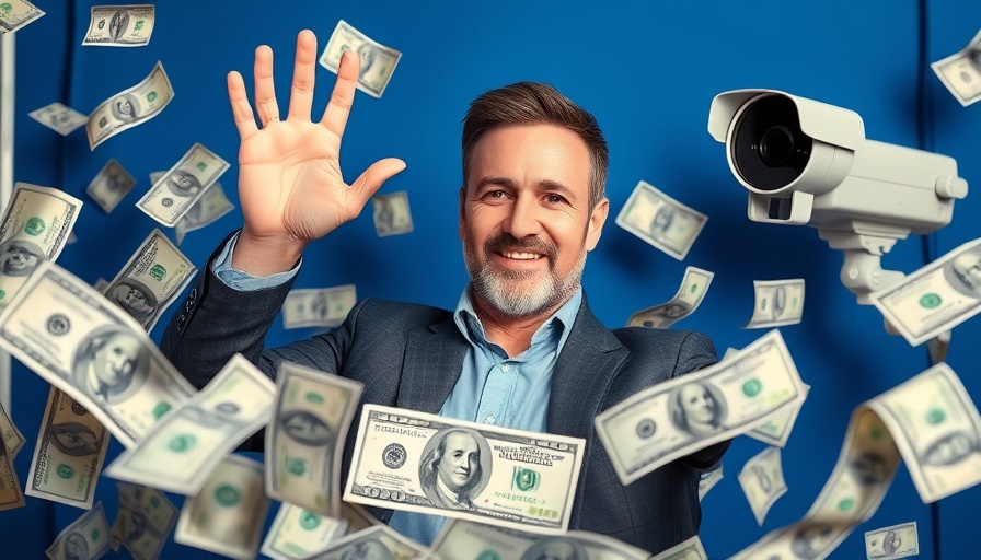 CEO security spending depicted with man, cash, and camera.