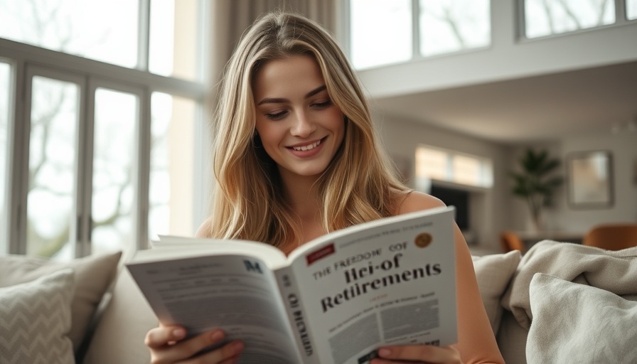 Young woman explains alternative retirement concepts in a sunny room.