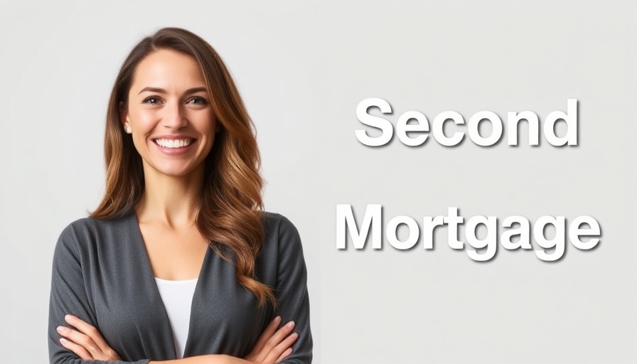 Smiling woman by 'Second Mortgage' banner, clean design.