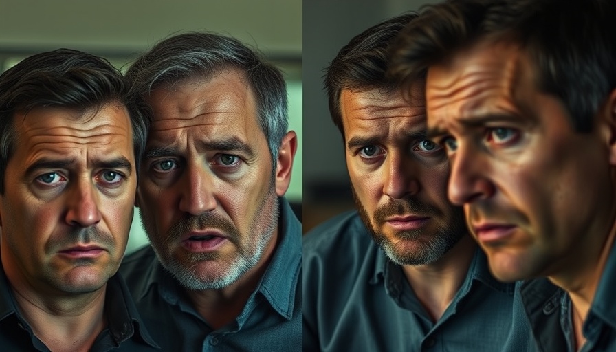 Men with anxious expressions reflecting UK crime wave concerns.