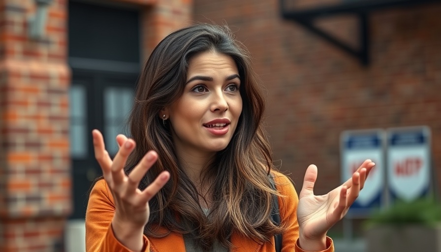 Young woman discussing tax strategies outside, manhattan brick backdrop.