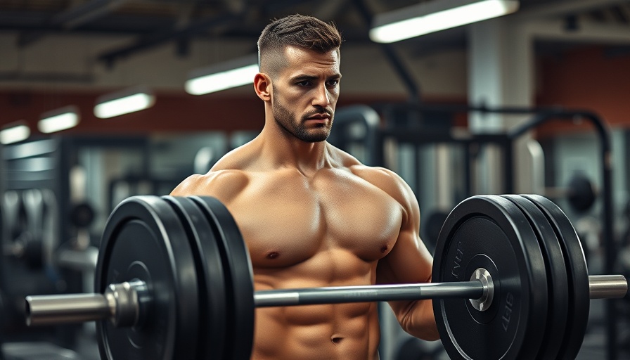 Classic strength move for men over 50, lifting weights in gym.