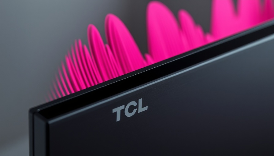 Close-up of TCL Google TV with Gemini Technology and sound waves.