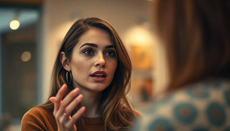 Young woman discussing gender topics in warm lighting.
