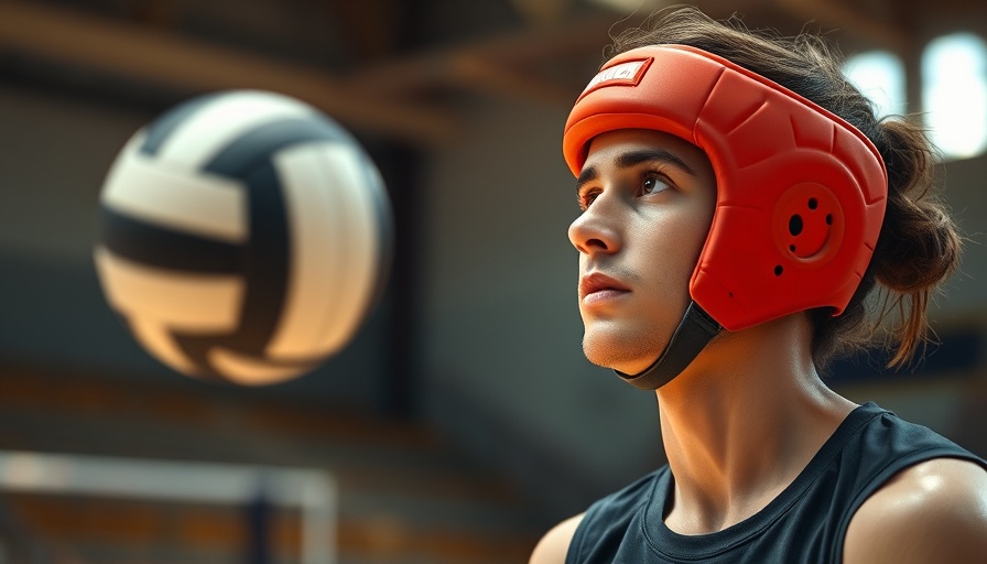 Athlete in helmet focusing on volleyball indoors, Investing in Niche Sports