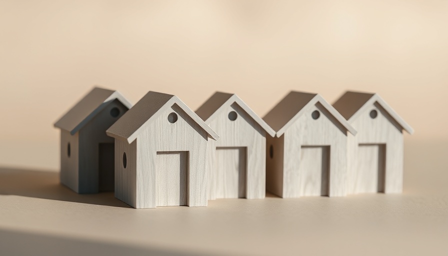 Minimalistic wooden house models symbolizing UK property market confidence decline.