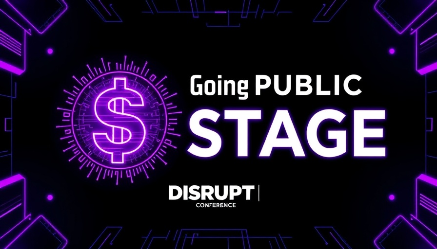 Going Public Stage graphic at TechCrunch Disrupt 2025, featuring digital elements.
