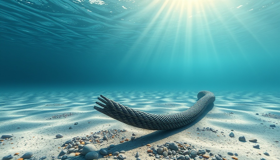 Submarine cable on seabed representing internet vulnerabilities.