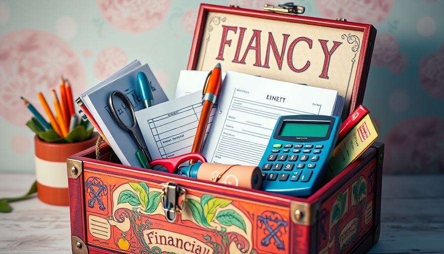 Illustration of financial toolbox with budgeting basics items.