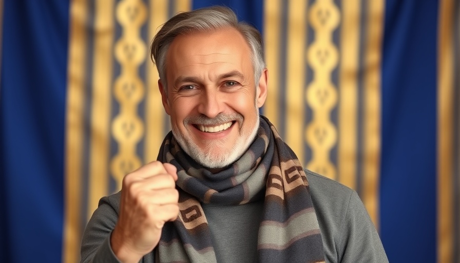 Hollywood double standard on Gaza: Man with scarf raises fist.