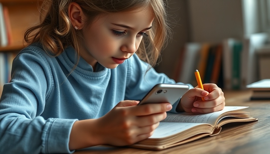 Young girl exploring AI's impact on cognitive abilities while studying.