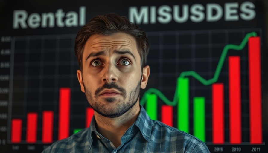Concerned man contemplating hidden cost of property investment with graph.