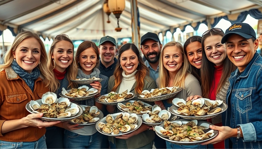 Diverse group enjoying fresh oysters at Stranraer Oyster Festival 2025.