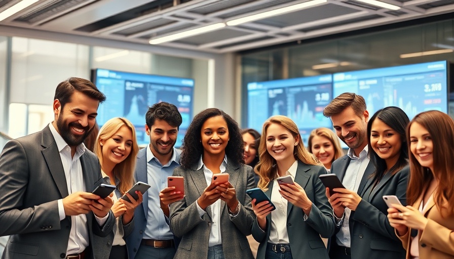 Professionals using AI tools for customer communications in a modern office.