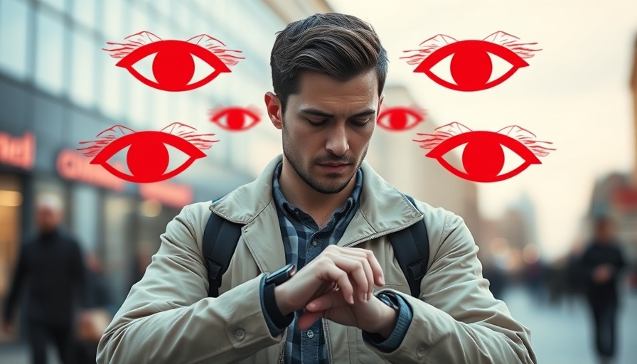 Smartwatch Data Privacy Risks illustration with symbolic eyes.
