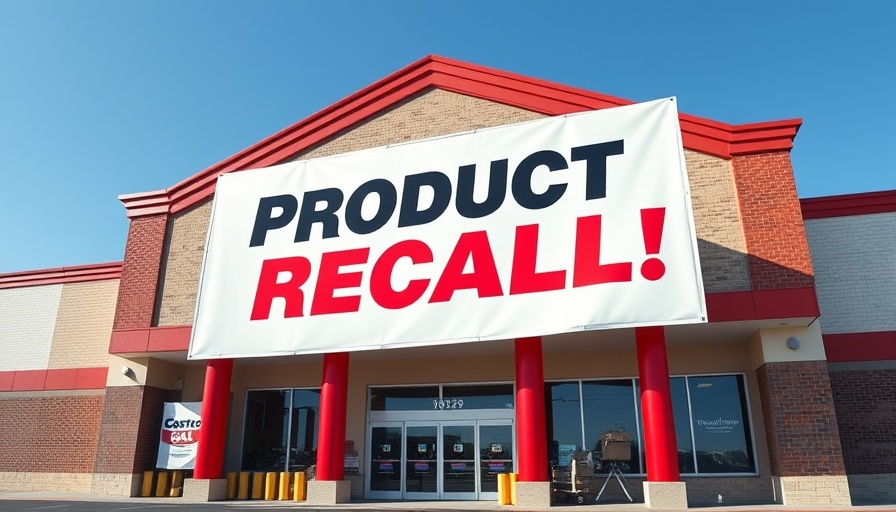 Costco storefront with product recall sign for wine recall