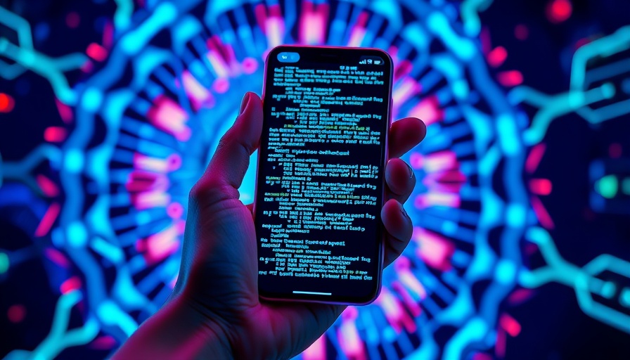 AI-designed viruses concept on smartphone screen in digital art