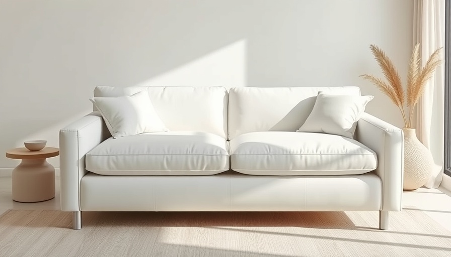 Minimalist white Palma sofa bed in elegant living room setting.