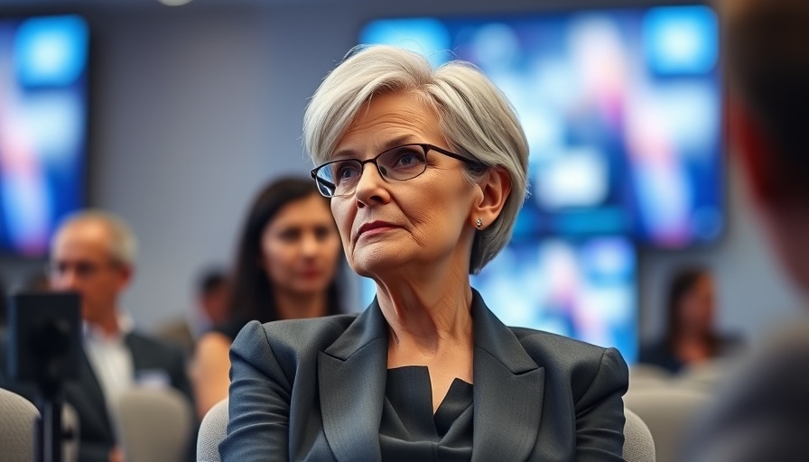Older woman attentively at panel discussion about vaccine guidance concerns.