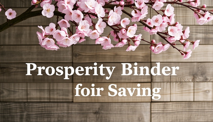 Rustic pink tree with 'Prosperity Binder for Savings' text on wood.