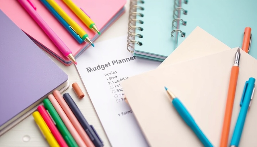 Colorful budget planner and markers, debt payoff journey.