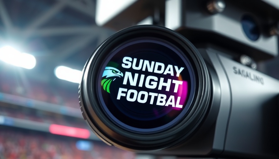Close-up of a sports camera with Sunday Night Football logo, highlighting YouTube TV NBCUniversal Carriage Dispute.
