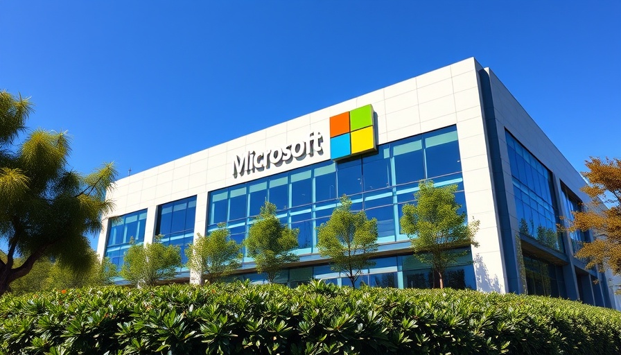 Modern Microsoft building exterior under blue sky.