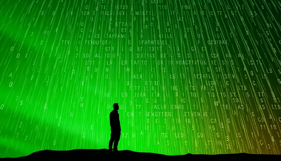 Futuristic figure observing digital symbols representing threats to vulnerable languages.