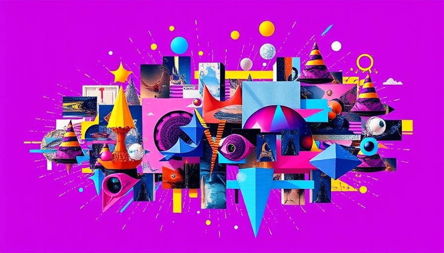 Abstract digital collage with glitch effects and vibrant colors.