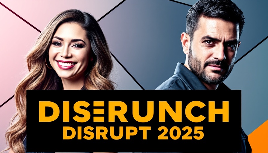 TechCrunch Disrupt 2025 poster with professionals and event details.